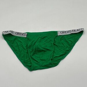 Orlvs Men’s NEW Green MODAL W/ white LOGO WAISTBAND LOW RISE BIKINI LARGE 1 PAIR